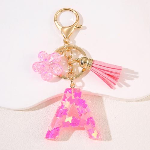 Zinc Alloy Key Clasp with Sequins & Resin epoxy gel letters are from A to Z & multifunctional Sold By PC