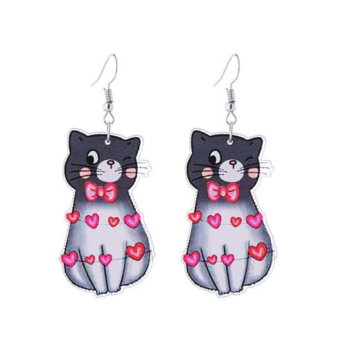 Zinc Alloy Drop Earrings with Acrylic printing & for woman Sold By Pair