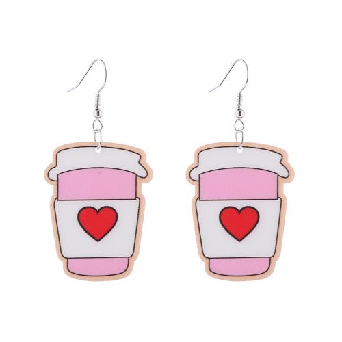 Zinc Alloy Drop Earrings with Acrylic printing & for woman Sold By Pair