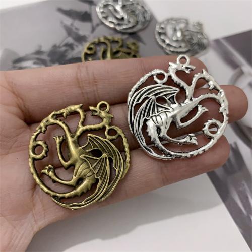 Pendentifs animaux en alliage de zinc, dragon, Placage, DIY, 32x36mm, 100PC/sac, Vendu par sac