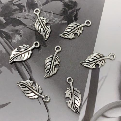 Zinklegering Leaf Hangers, Zinc Alloy, Blad, antiek zilver plated, DIY, 10x24mm, 100pC's/Bag, Verkocht door Bag