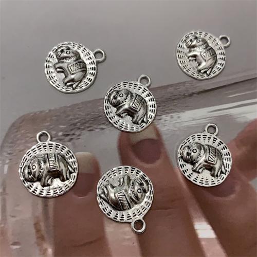 Zinc Alloy Animal Pendants Elephant antique silver color plated DIY Sold By Bag