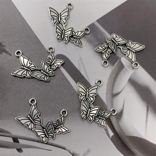 Zinc Alloy Animal Pendants Butterfly antique silver color plated DIY Sold By Bag