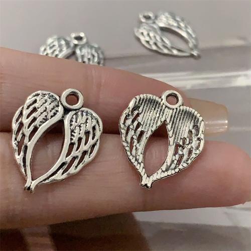 Wing Shaped Zinc Alloy Pendants antique silver color plated DIY Sold By Bag