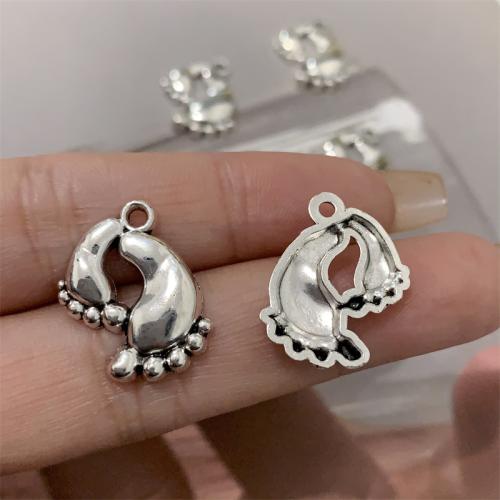 Zinc Alloy Pendants Footprint antique silver color plated DIY Sold By Bag