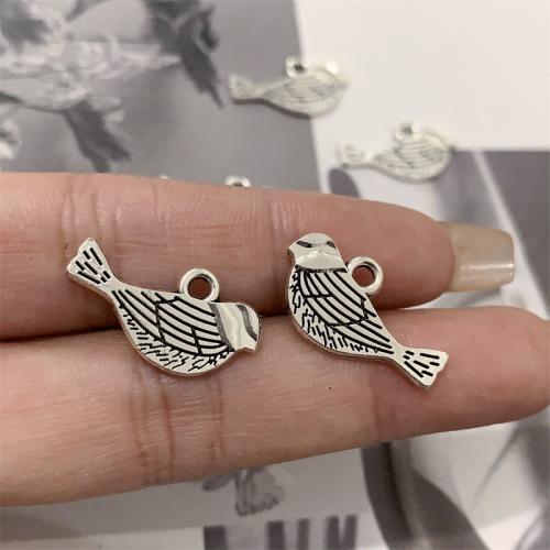 Zinc Alloy Animal Pendants Bird antique silver color plated DIY Sold By Bag