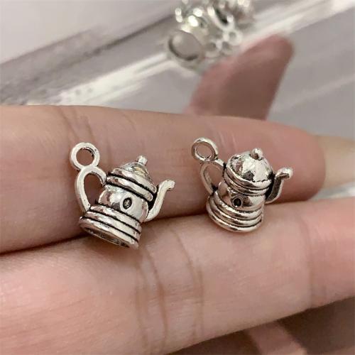 Zinc Alloy Pendler, Teapot, antik sølv farve forgyldt, du kan DIY, 13x11mm, 100pc'er/Bag, Solgt af Bag