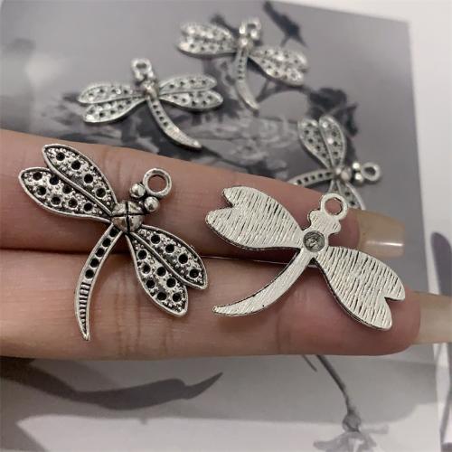 Zinklegering Animal Hangers, Zinc Alloy, Dragonfly, antiek zilver plated, DIY, 34x29mm, 100pC's/Bag, Verkocht door Bag