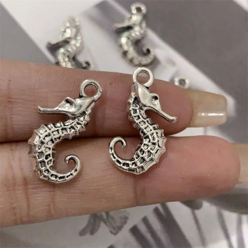 Sinc Alloy Pendants Ainmhithe, Seahorse, dath airgid antique plátáilte, DIY, 14x22mm, 100ríomhairí pearsanta/Mála, Díolta De réir Mála