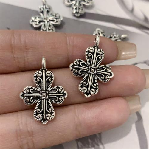 Zinc Alloy Cross Pendants antique silver color plated DIY Sold By Bag