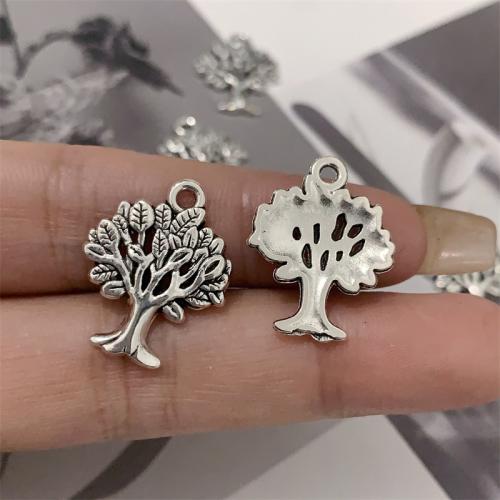 Colgantes de Aleación de Zinc, Árbol de la vida, chapado en color de plata antigua, Bricolaje, 17x22mm, 100PCs/Bolsa, Vendido por Bolsa