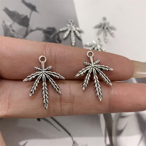 Zinc Alloy Leaf Pendants Maple Leaf antique silver color plated DIY Sold By Bag