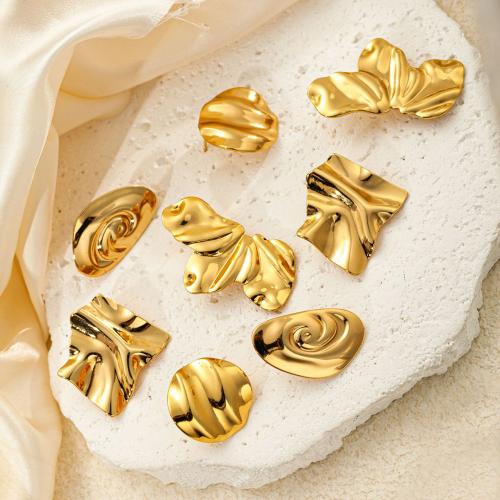 Stainless Steel Stud Earrings 304 Stainless Steel 18K gold plated fashion jewelry & for woman golden Sold By Pair