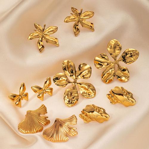 Roestvrij staal Stud Earrings, 304 roestvrij staal, mode sieraden & verschillende stijlen voor de keuze & voor vrouw, gouden, Verkocht door pair