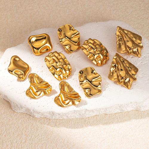 Stainless Steel Stud Earrings 304 Stainless Steel fashion jewelry & for woman golden Sold By Pair