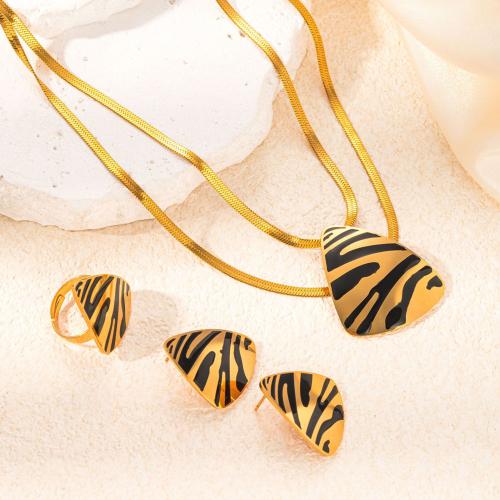 Enamel Stainless Steel Jewelry Set 304 Stainless Steel & for woman golden Sold By PC