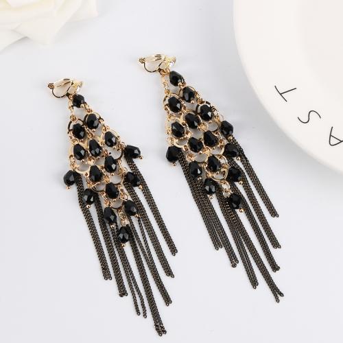 Fashion Fringe Boucles d'oreilles, laiton, avec cristal, bijoux de mode & styles différents pour le choix & pour femme, 125x30mm, Vendu par paire