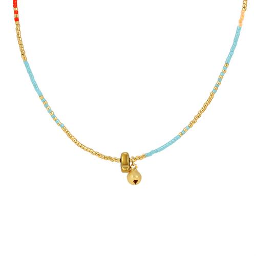 Colliers de perles de verre, avec laiton, avec 5m chaînes de rallonge, Placage de couleur d'or, bijoux de mode & pour femme, multicolore, Longueur Environ 43 cm, Vendu par PC