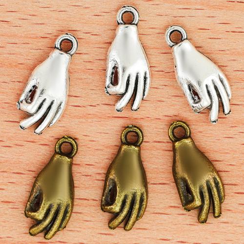 Zinc Alloy main pendentifs, alliage de zinc, Placage, DIY, plus de couleurs à choisir, 16x7mm, 100PC/sac, Vendu par sac