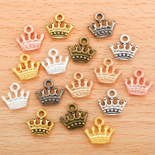 Sinc Alloy Crown Pendants, Corónach, plátáilte, DIY, dathanna níos mó le haghaidh rogha, 13x14mm, 100ríomhairí pearsanta/Mála, Díolta De réir Mála