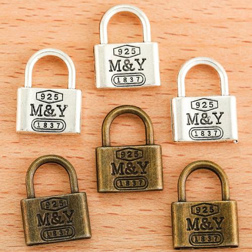 Cink ötvözet Lock Medálok, Zár, galvanizált, DIY, több színt a választás, 17x13mm, 100PC-k/Bag, Által értékesített Bag