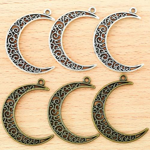 Zinc Alloy Moon Pendler, forgyldt, du kan DIY, flere farver til valg, 40x33mm, 100pc'er/Bag, Solgt af Bag