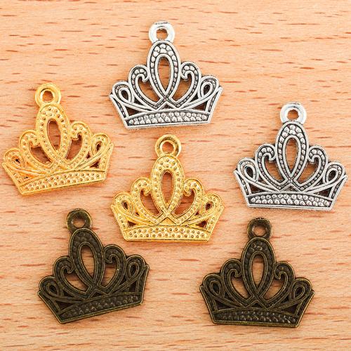 Sinc Alloy Crown Pendants, Corónach, plátáilte, DIY, dathanna níos mó le haghaidh rogha, 15x14mm, 100ríomhairí pearsanta/Mála, Díolta De réir Mála