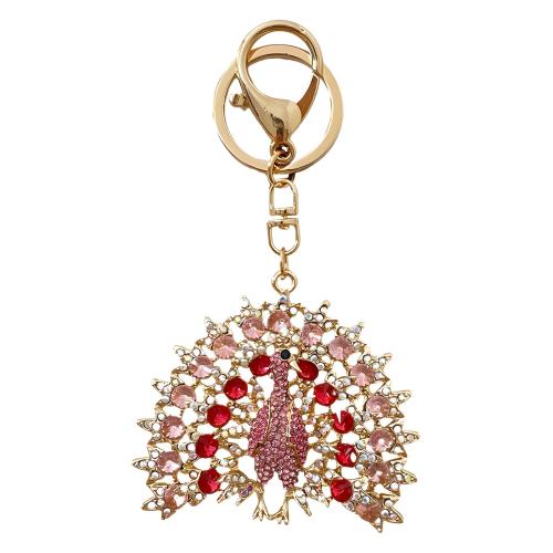 Zinc Alloy Key Clasp Peacock plated fashion jewelry & with rhinestone nickel lead & cadmium free Sold By PC