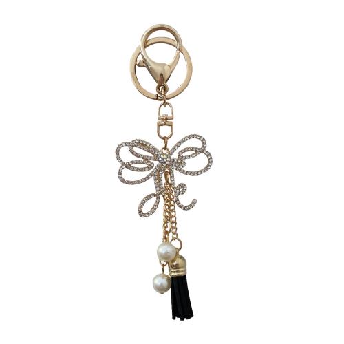 Zinc Alloy Key Clasp with Plastic Pearl plated fashion jewelry & with rhinestone nickel lead & cadmium free Sold By PC