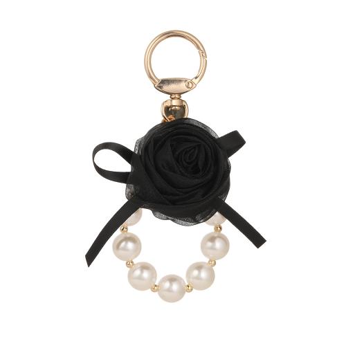 Zinc Alloy Key Clasp with Etamine & Plastic Pearl Flower plated fashion jewelry nickel lead & cadmium free Sold By PC