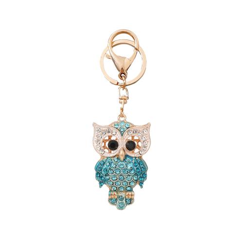 Zinc Alloy Key Clasp Owl plated fashion jewelry & with rhinestone nickel lead & cadmium free Sold By PC