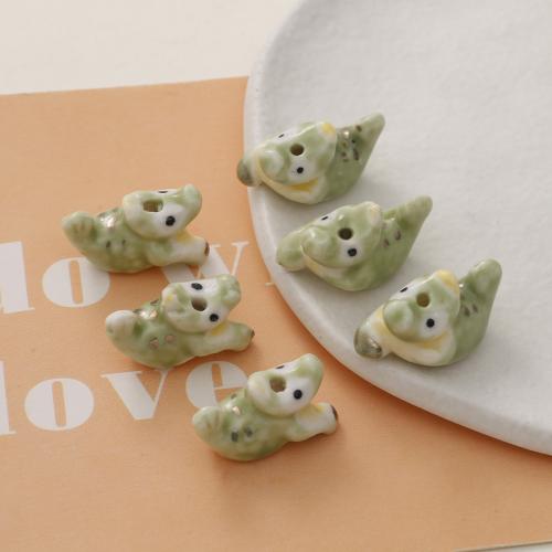 Porcelain Jewelry Beads Crocodile DIY green Sold By Bag