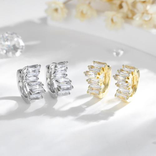 Cubic Zirconia Micro Pave Brass Earring plated micro pave cubic zirconia & for woman Sold By Pair