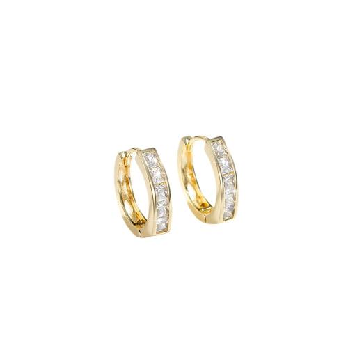 Cubic Zirconia Micro Pave Brass Earring plated micro pave cubic zirconia & for woman Sold By Pair