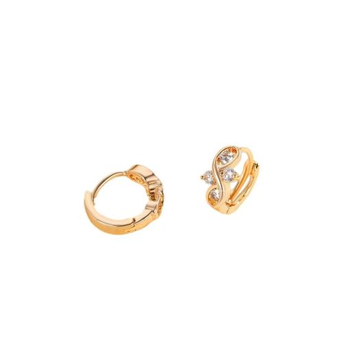 Cubic Zirconia Micro Pave Latão Brinco, cobre, banhado, micro pavimento em zircônia cúbica & para mulher, dourado, vendido por par