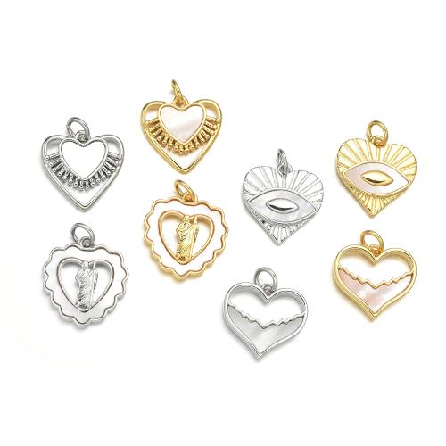 Brass Heart Pendants with Shell plated DIY Sold By PC