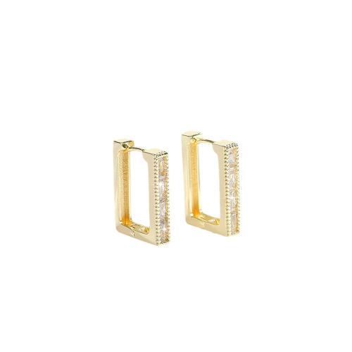 Cubic Zirconia Micro Pave Brass Earring plated micro pave cubic zirconia & for woman Sold By Pair