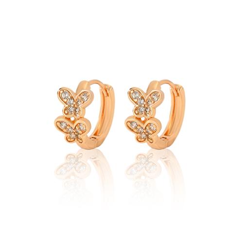 Cubic Zirconia Micro Pave Brass Earring Butterfly plated micro pave cubic zirconia & for woman Sold By Pair