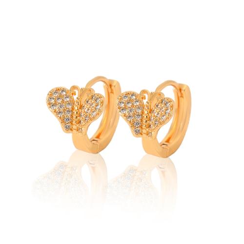 Cubic Zirconia Micro Pave Brass Earring Butterfly plated micro pave cubic zirconia & for woman Sold By Pair