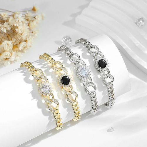 Cubic Zirconia Micro Pave Brass Bracelet plated micro pave cubic zirconia & for woman Sold By PC