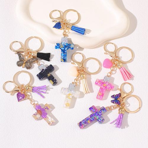 Zinc Alloy Key Clasp with Dried Flower & Gemstone & Resin epoxy gel multifunctional Sold By PC