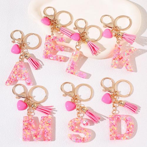 Zinc Alloy Key Clasp with Resin epoxy gel letters are from A to Z & multifunctional golden Product package size Sold By PC