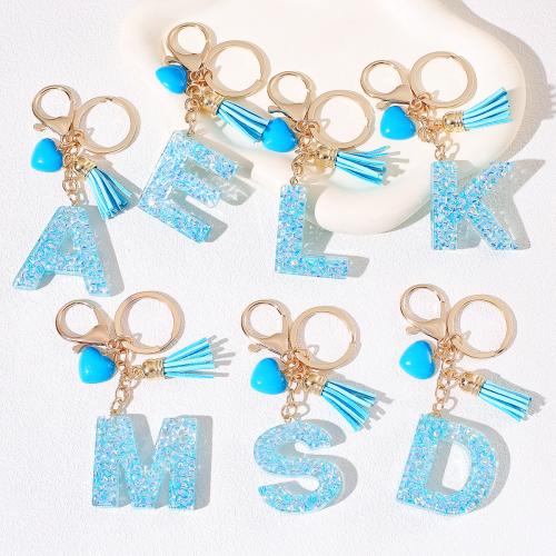 Zinc Alloy Key Clasp with Resin epoxy gel letters are from A to Z & multifunctional golden Product package size Sold By PC