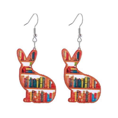 Zinc Alloy Drop Earrings with Acrylic printing & for woman Sold By Pair