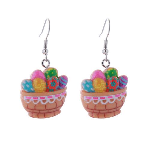 Zinc Alloy Drop Earrings with Resin printing & for woman Sold By Pair