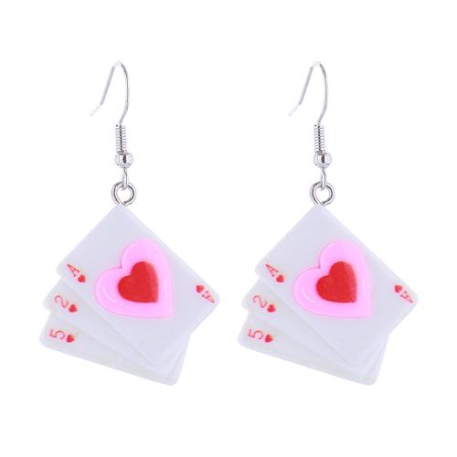 Zinc Alloy Drop Earrings with Resin printing & for woman Sold By Pair