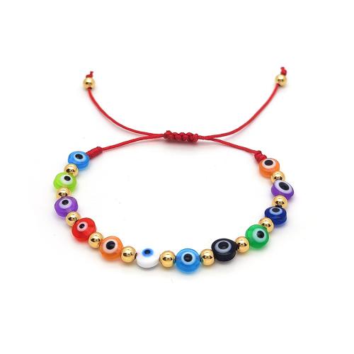 Mal pulsera ojo, metal, con Cordón de cera & Acrílico, estilo popular & para mujer, más colores para la opción, Vendido por UD