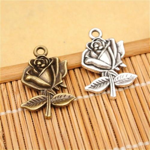 Zinc Alloy Flower Pendler, Rose, forgyldt, du kan DIY, flere farver til valg, 26x17mm, 100pc'er/Bag, Solgt af Bag