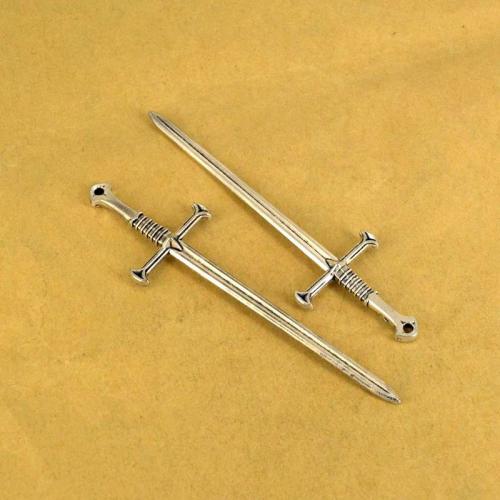 Pendants Sinc Alloy Tool, Sword, plátáilte, DIY, dathanna níos mó le haghaidh rogha, 88x25mm, 100ríomhairí pearsanta/Mála, Díolta De réir Mála