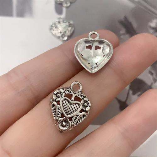 Zinc Alloy Heart Pendants antique silver color plated DIY Sold By Bag